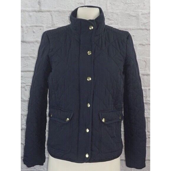 J. CREW Women's Black Polyester Quilted Jacket #E2004 Full Zip‎ Snap Size Small - Picture 1 of 7